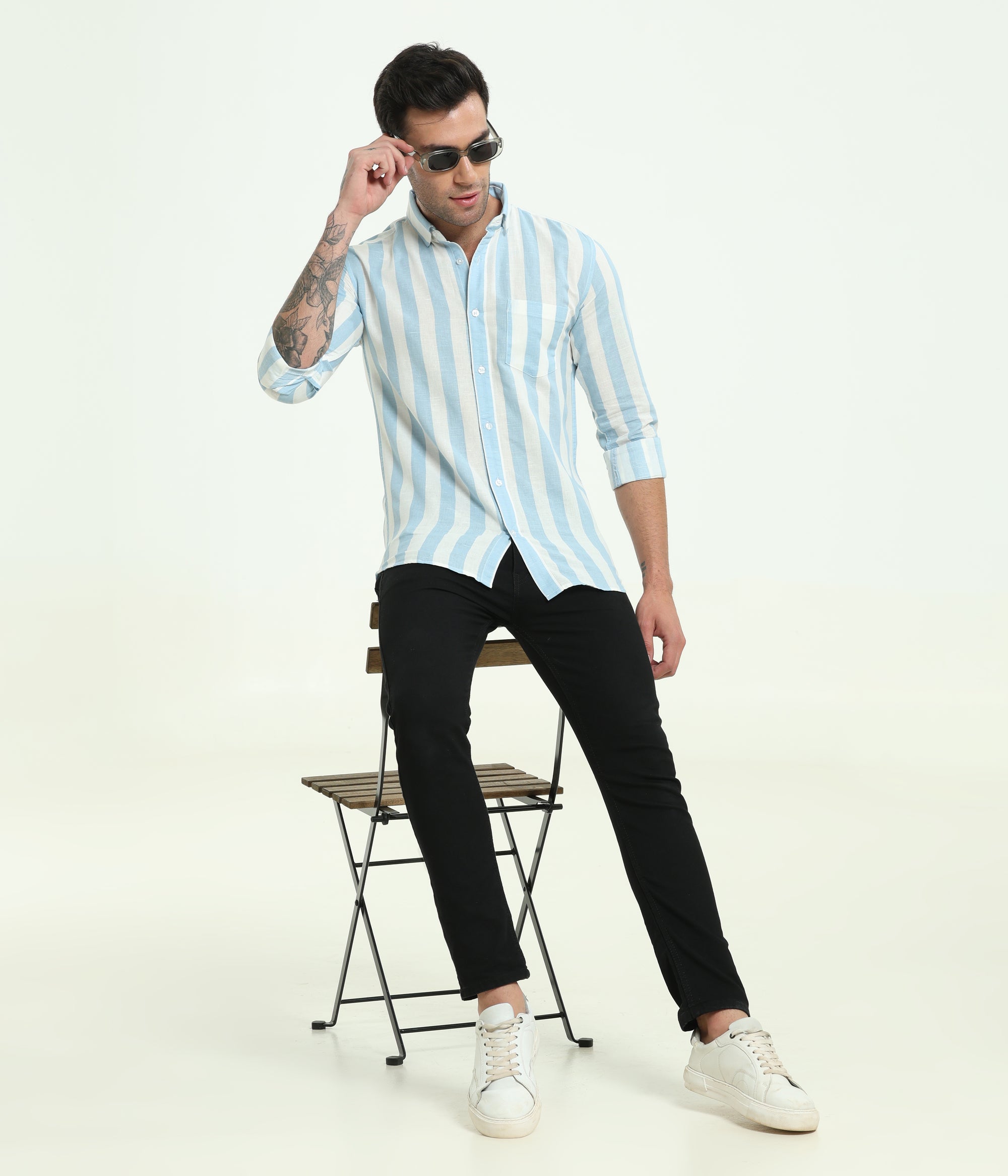 BABY BLUE STRIPES SLIM FIT SHIRT