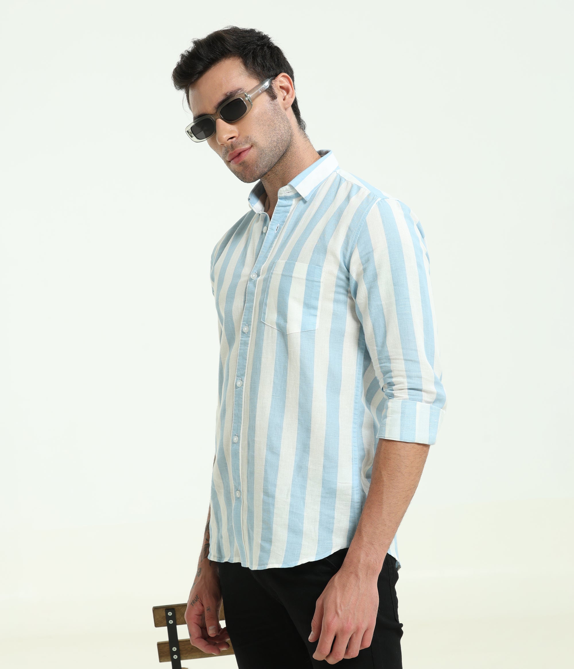 BABY BLUE STRIPES SLIM FIT SHIRT