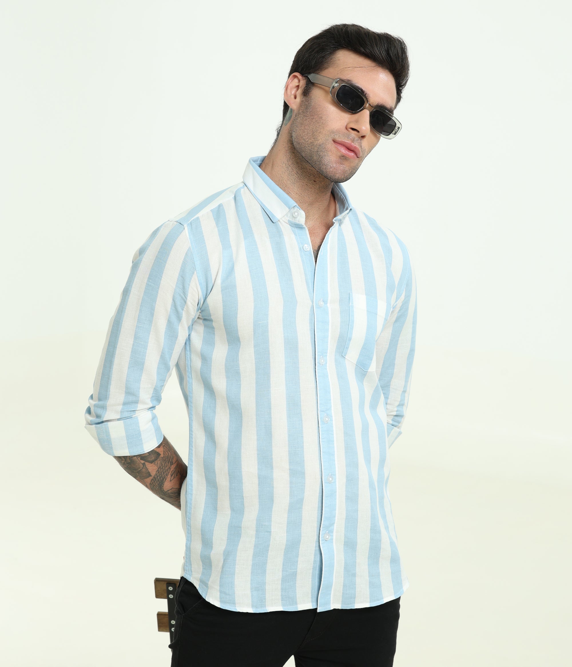 BABY BLUE STRIPES SLIM FIT SHIRT