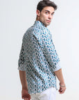 Teal Tranquility Slim Fit Full Sleeve
