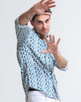 Teal Tranquility Slim Fit Full Sleeve