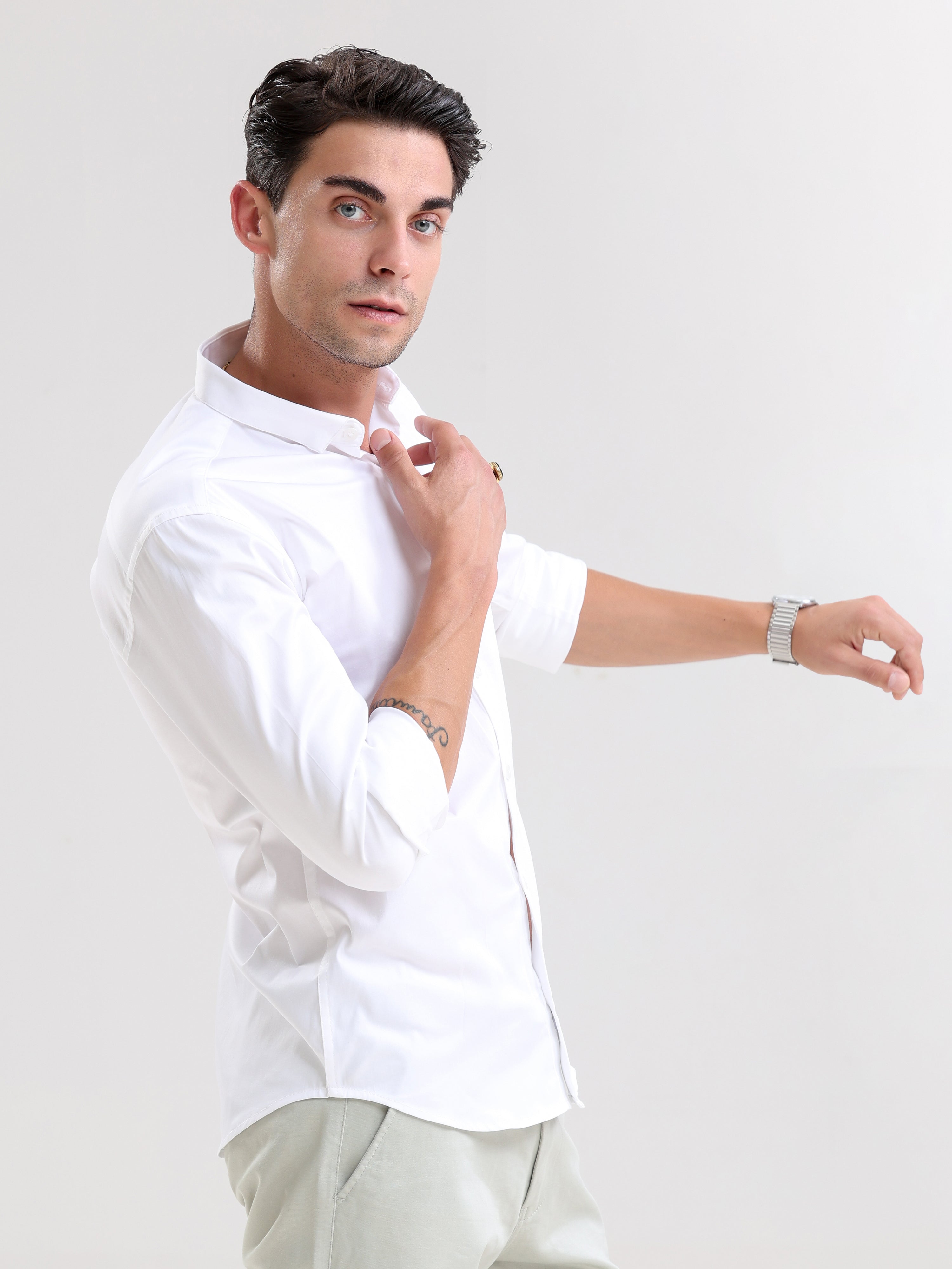 Alabaster Charm Slim-Fit Lycra Shirt