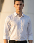 White Embellished Slim Fit Shirt