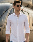 Slim Fit White Foil Printed Shirt