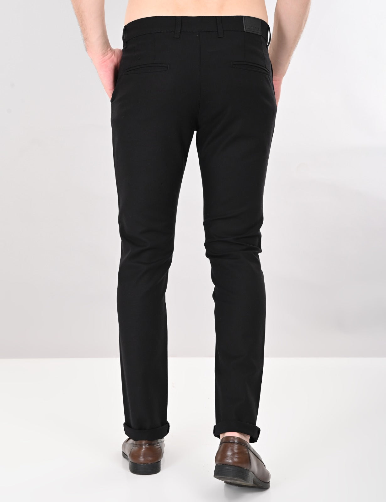 Comfort Fit Black Cotton Pants