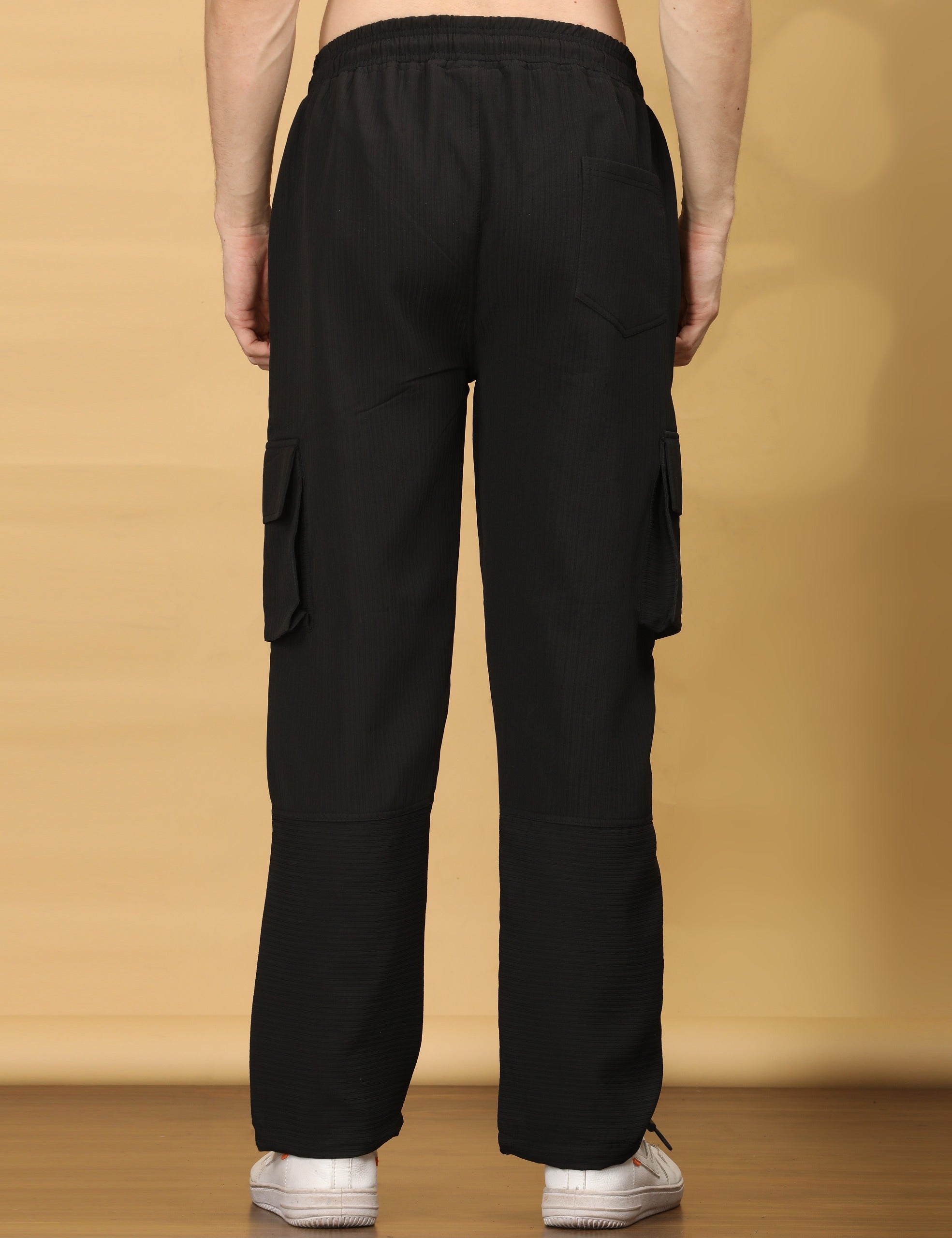 Extra Comfort Regular Fit Black Cargo Pants