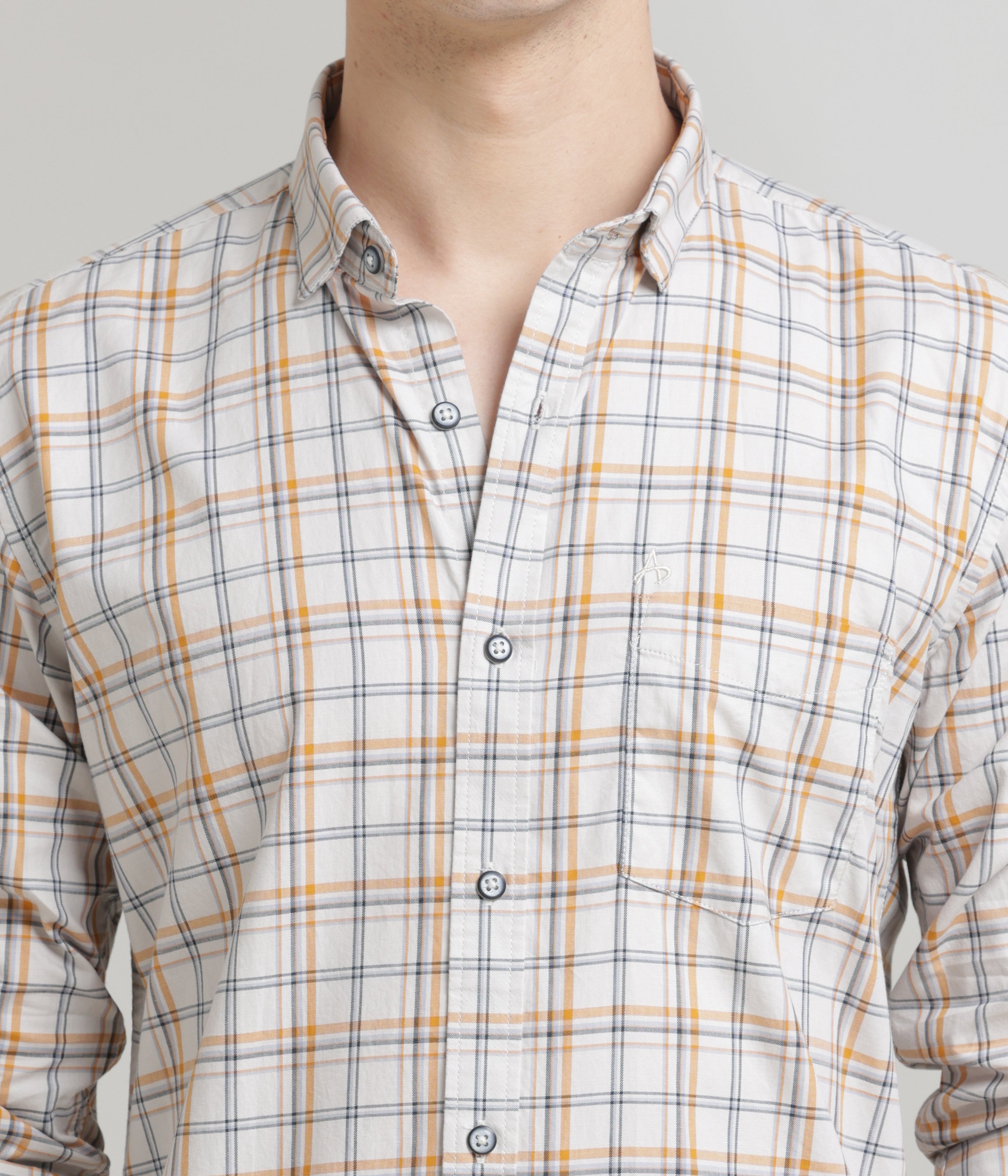 Check Printed Ivory Slim Fit Shirt: Versatile Style for Every Occasion