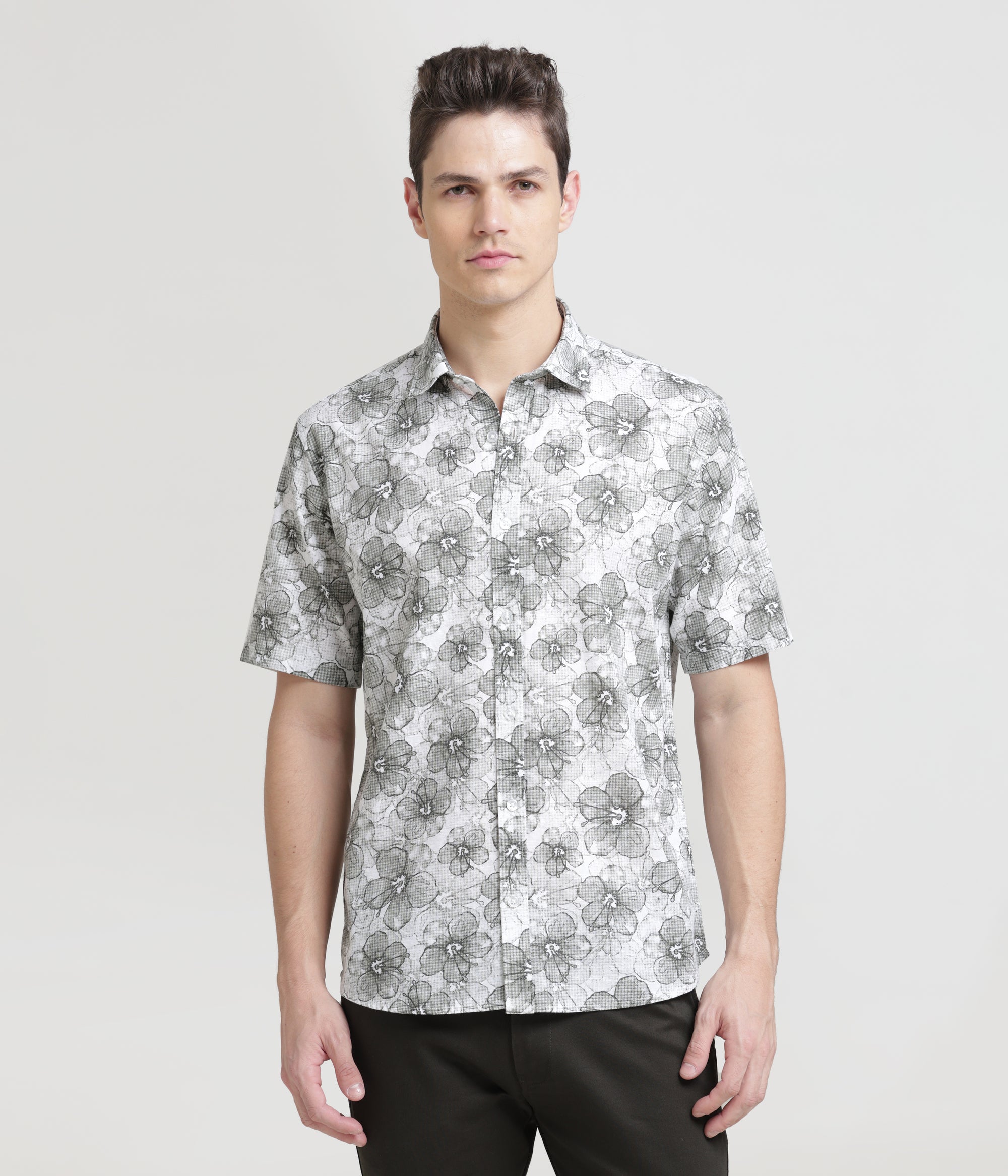Olive Half Sleeve Slim Fit Shirt: Versatile Classic