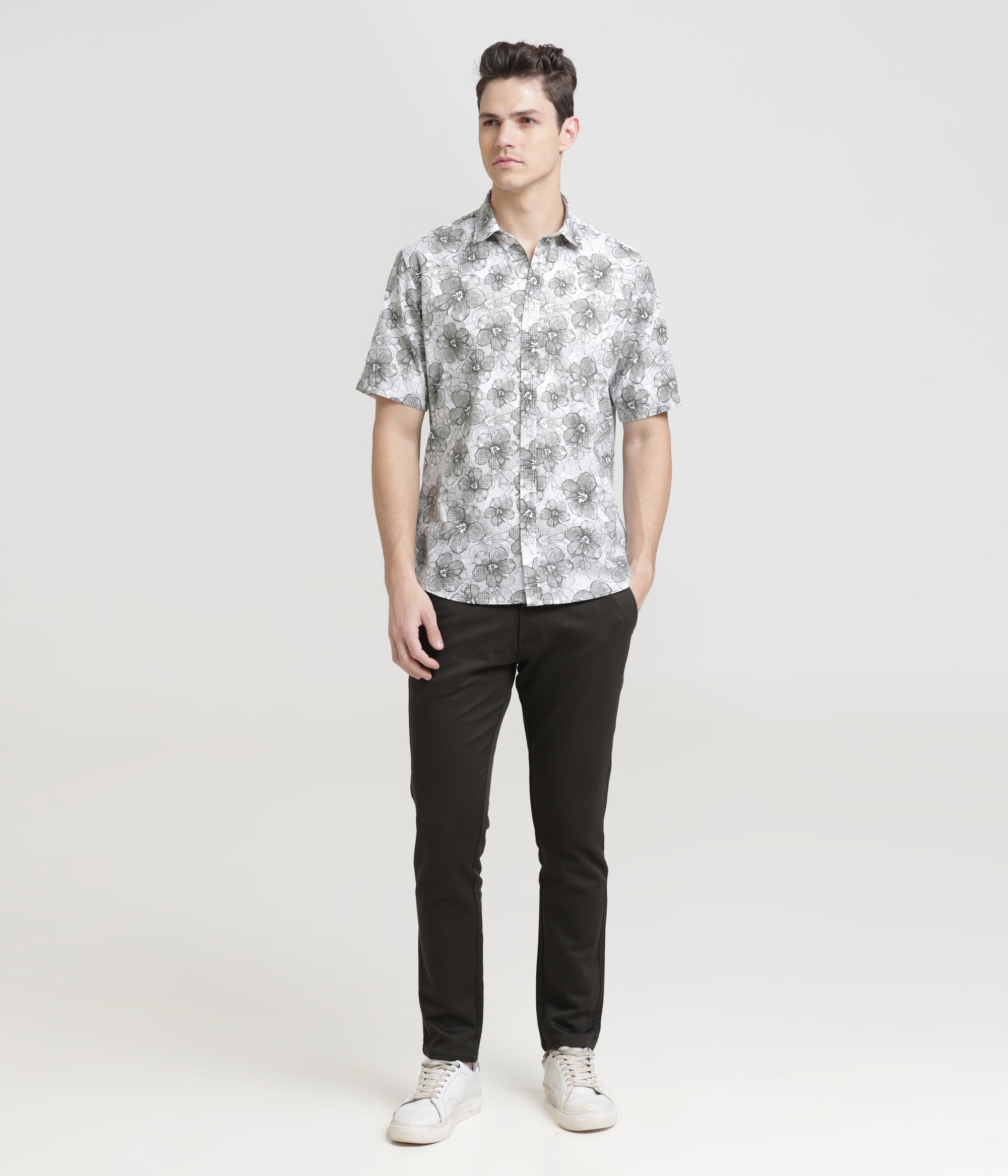 Olive Half Sleeve Slim Fit Shirt: Versatile Classic