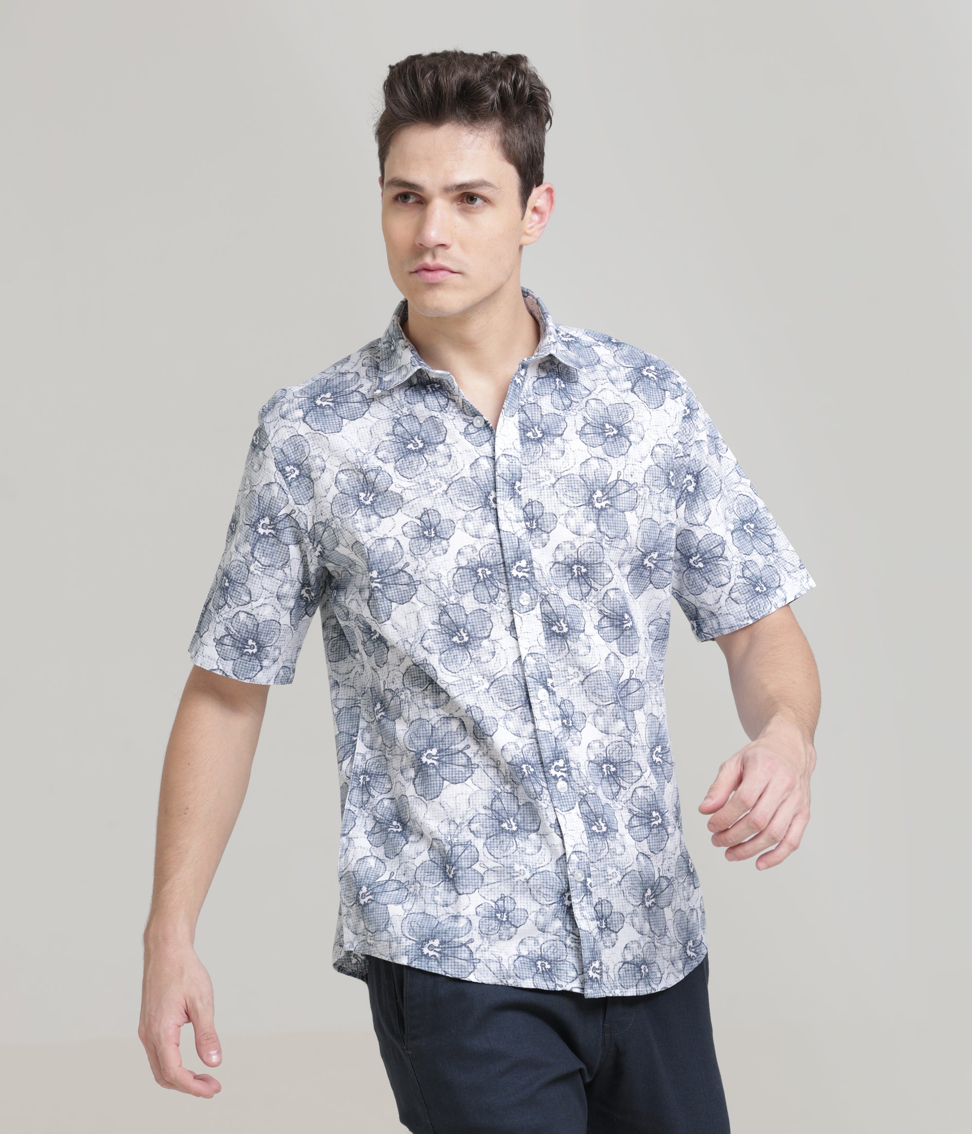Blue Half Sleeve Slim Fit Shirt: Versatile Classic