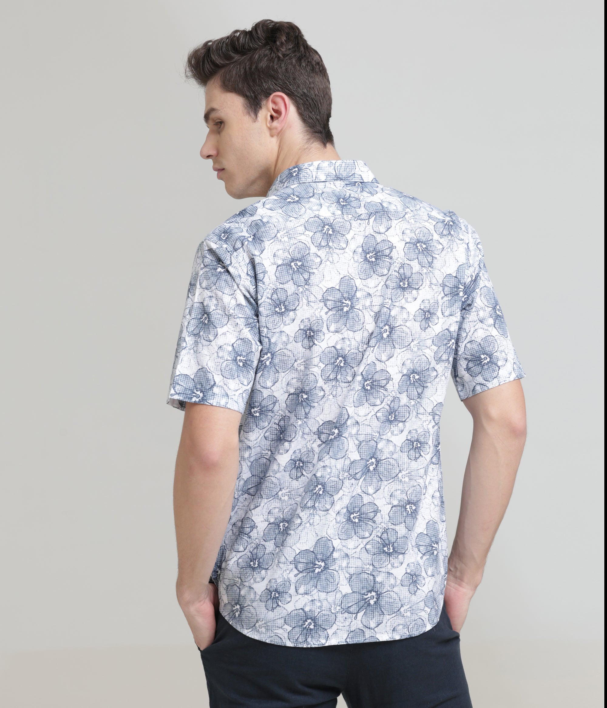 Blue Half Sleeve Slim Fit Shirt: Versatile Classic