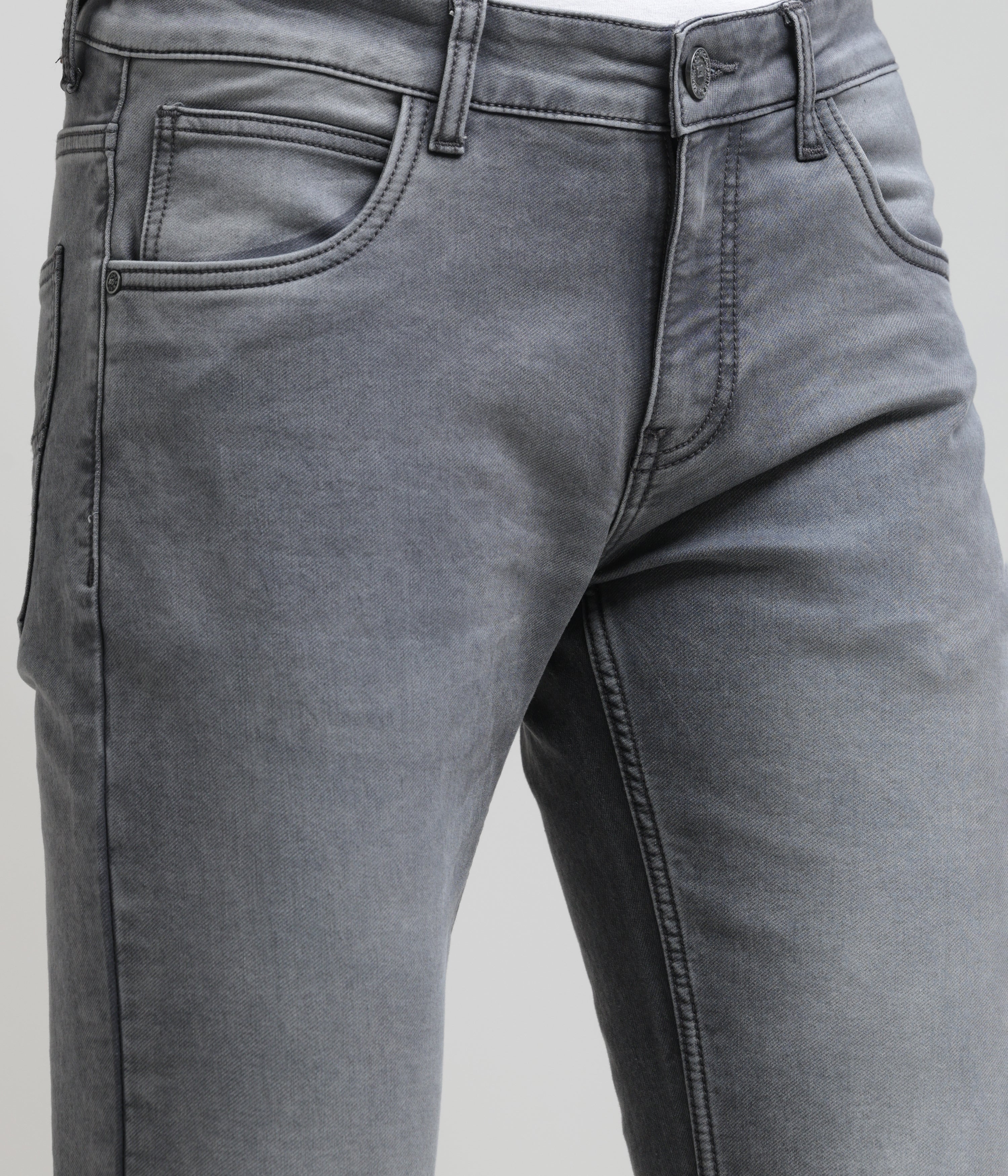 Grey Denim Jeans: Stylish Details, Versatile Comfort for Any Look