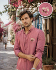 Wild Orchid Embroidered Relaxed Fit Linen Shirt
