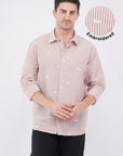 Striped Red Floral Embroidery Relaxed Fit Full Sleeve Shirt