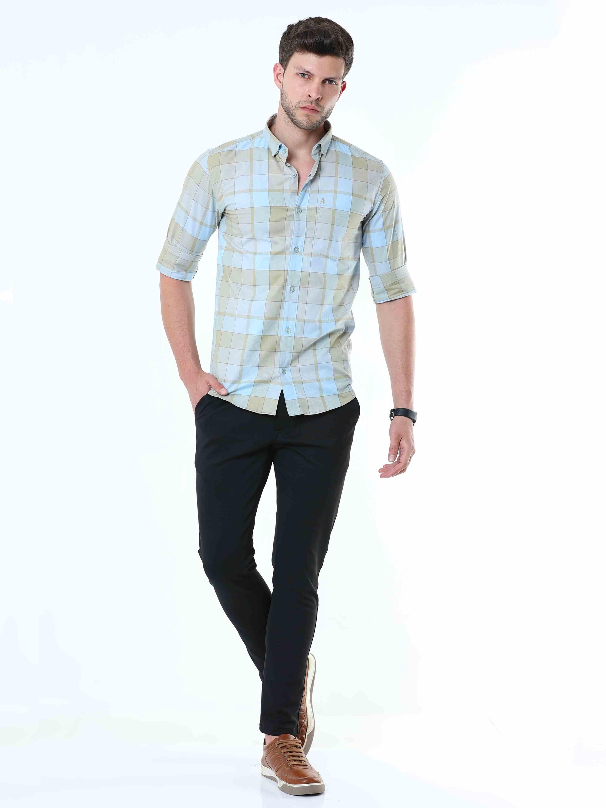 Cream Classy Checks Shirt