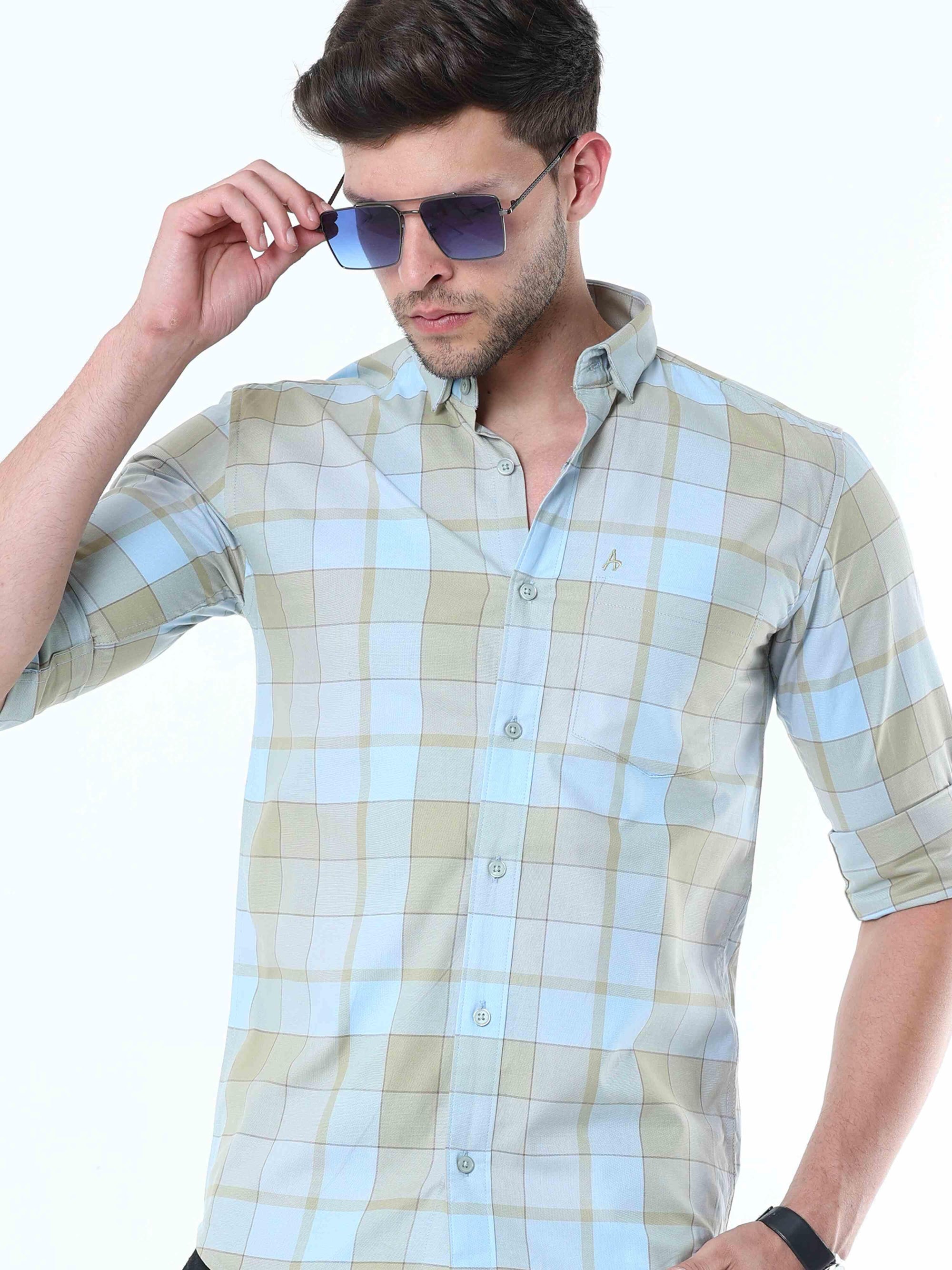 Cream Classy Checks Shirt