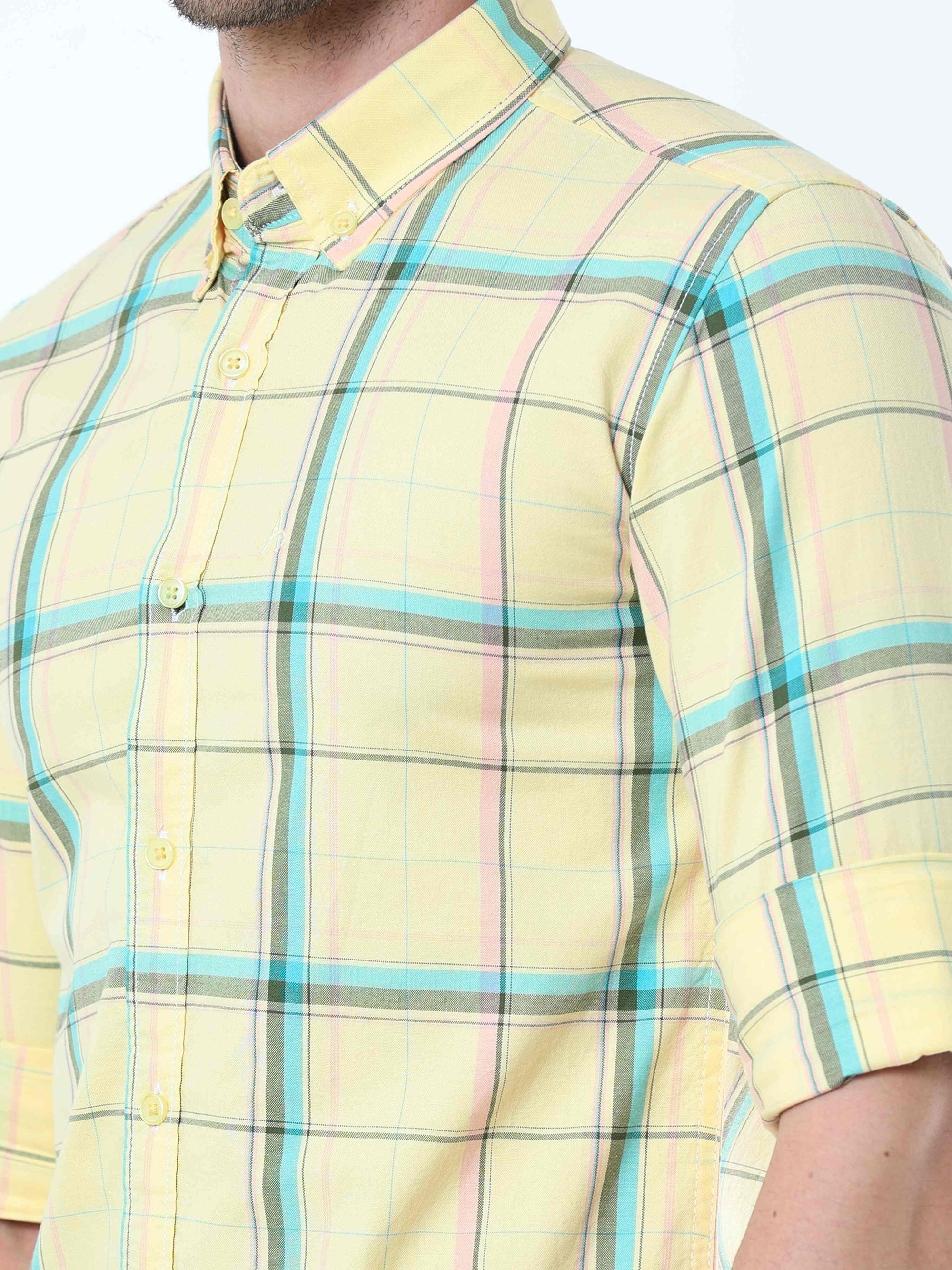 Light Goldenrod Classy Check Shirt