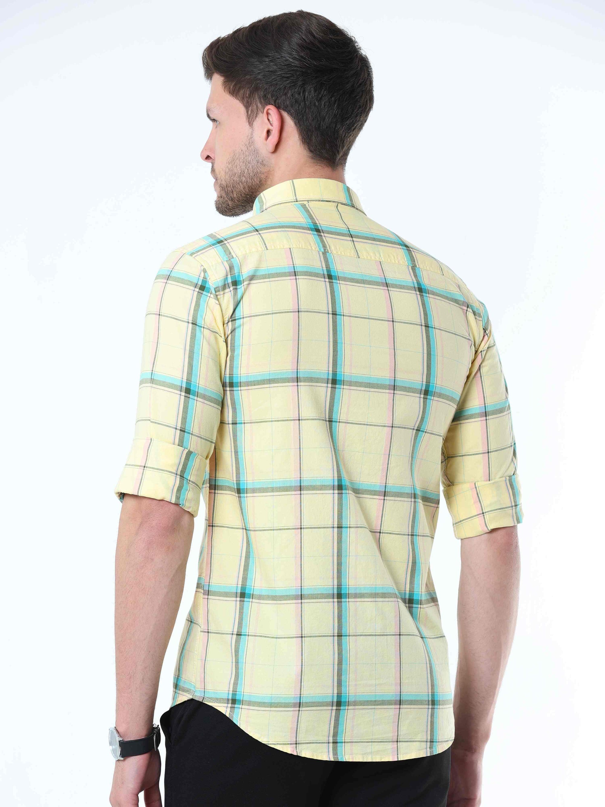 Light Goldenrod Classy Check Shirt