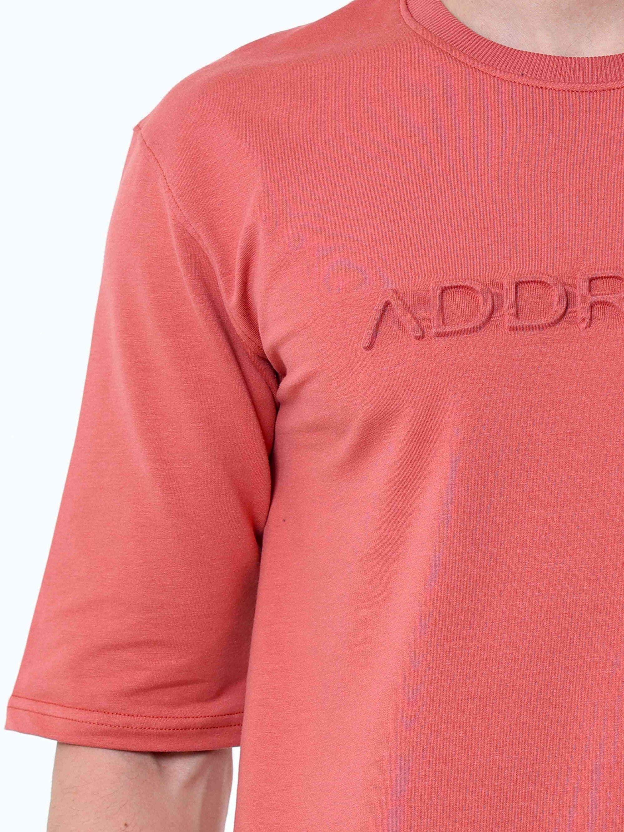 Peach Knitted Solid T-Shirt
