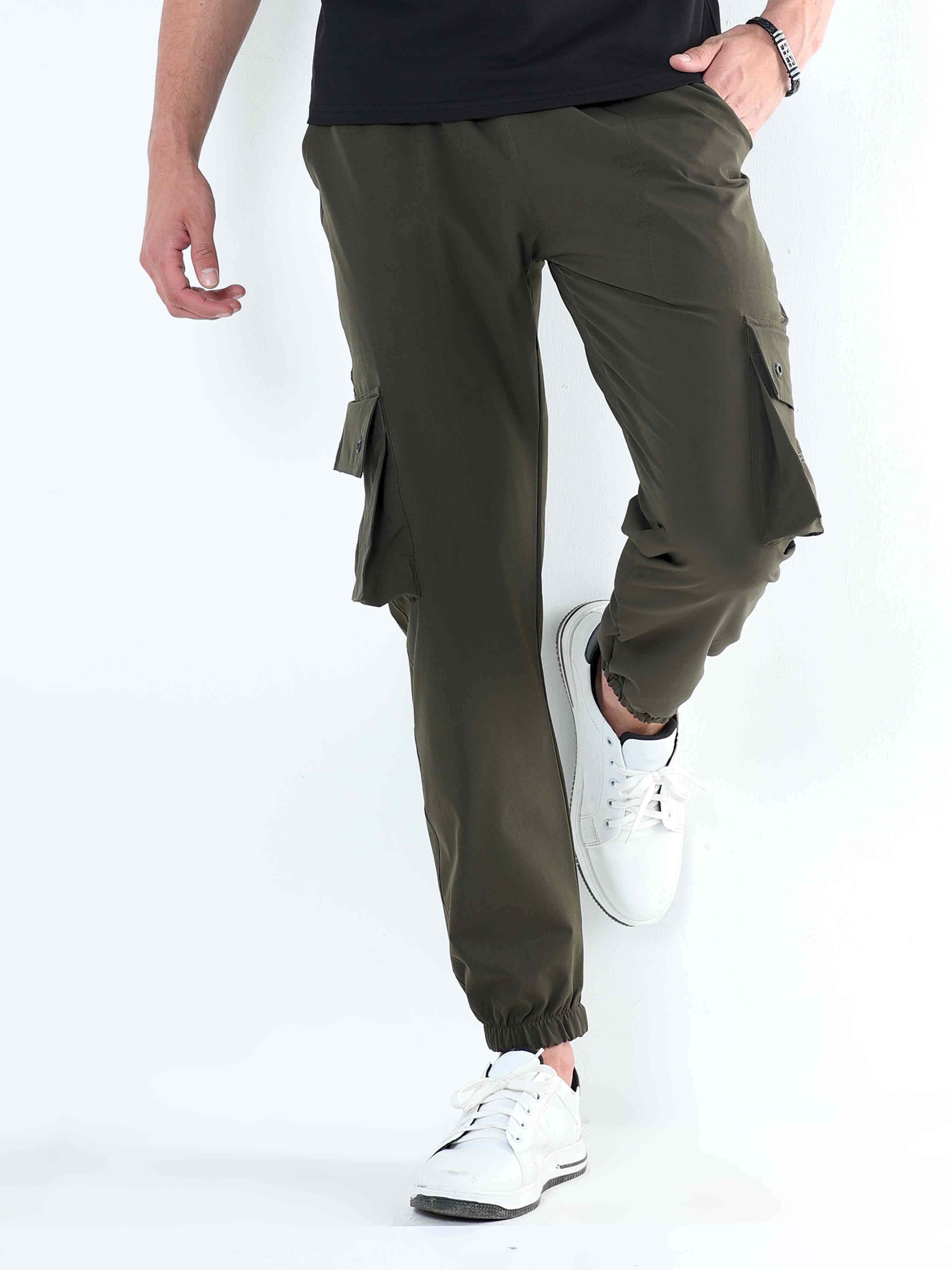 Olive Solid Cargo Pant