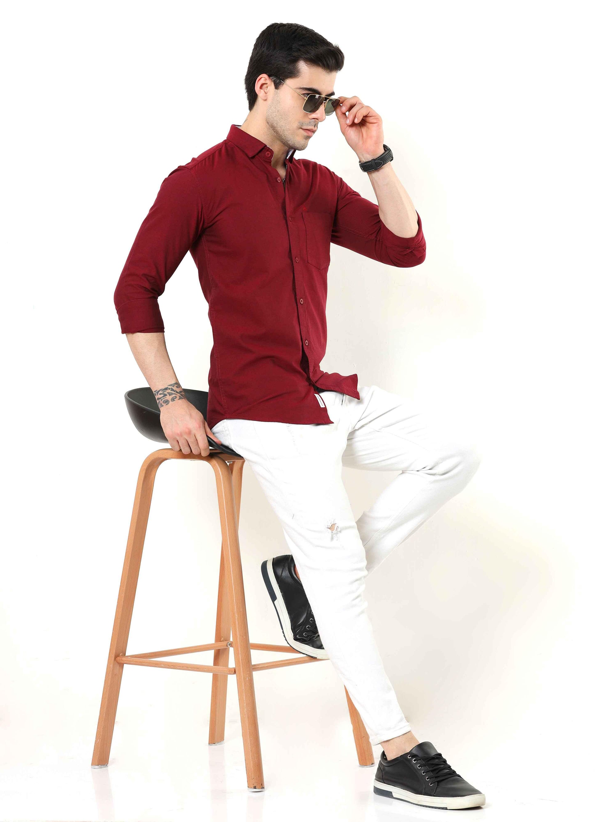 Marroon Slim Fit Shirt