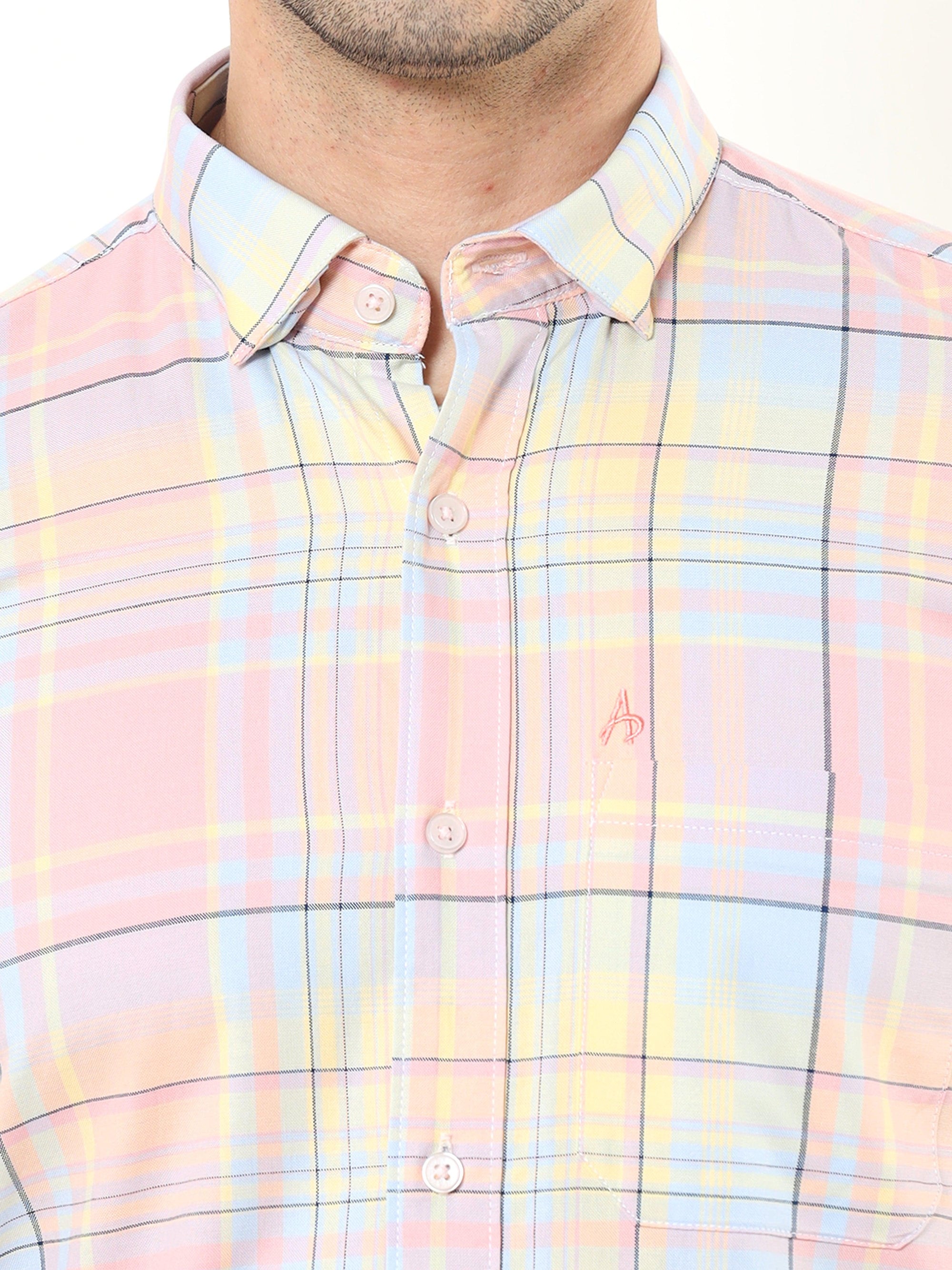 Pink Check Slim Fit Shirt