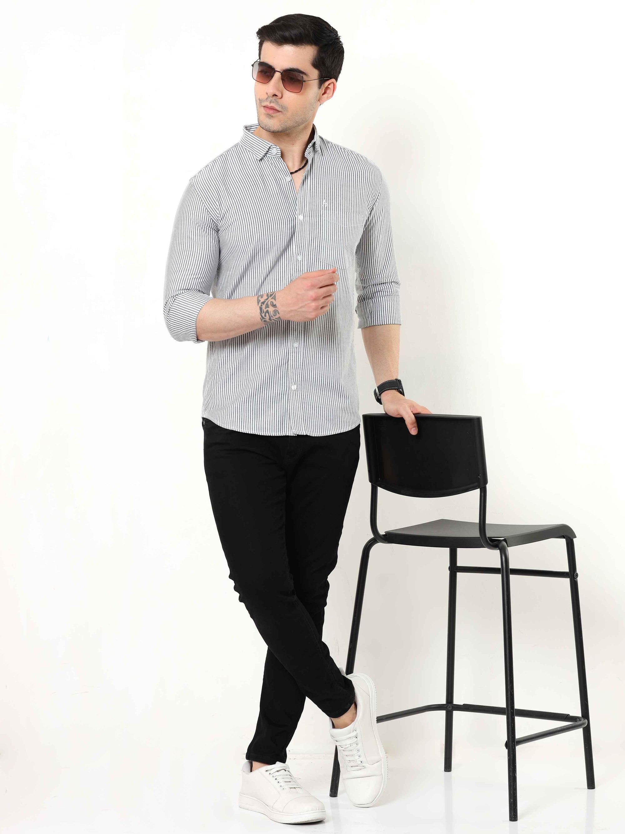 Black Stripes Slim Fit Shirt